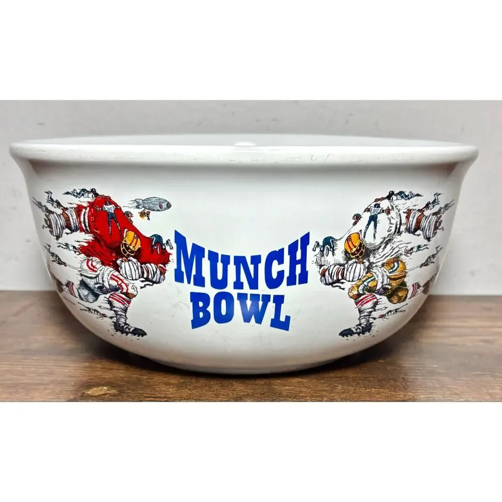 Vintage Gary Patterson Munch Bowl Football Clay Design Very Rare